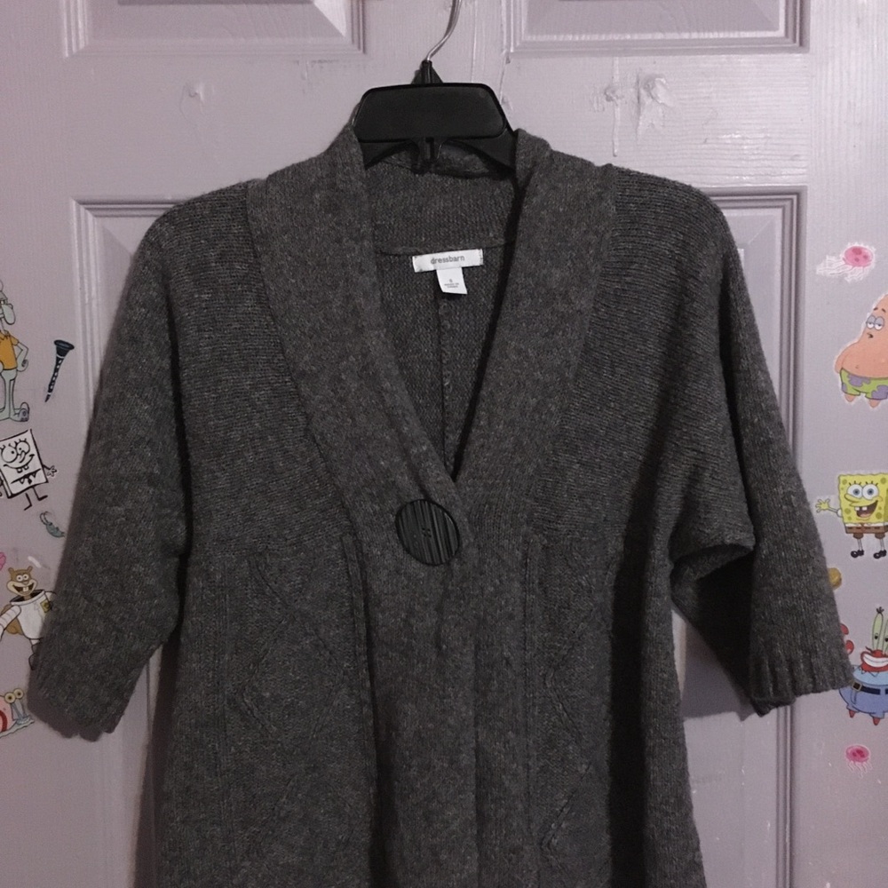 Dressbarn Charcoal Gray Knit Shawl Collar Cardigan Sweater Size S Button Front